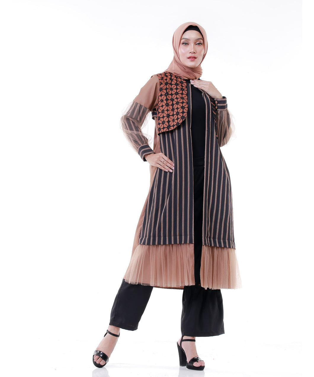 Brown Tulle Eid Series Outer
